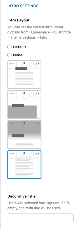 Page/Post Layout Settings