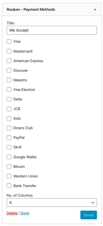 Payment Methods Widget